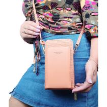 Bolsa feminina transversal carteira tiracolo porta celular visor touch