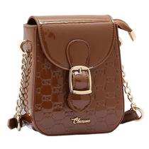 Bolsa Feminina Transversal Chenson CG85040 Original Mini Logo Verniz Cor:Café
