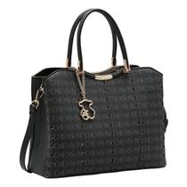 Bolsa Feminina Transversal Chenson CG85395 Cristal Monograma Cor:Preto