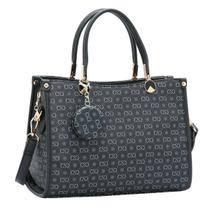 Bolsa Feminina Transversal Chenson CG85410 Monograma Elegance Cor:Preto