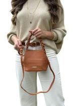 Bolsa Feminina Transversal com Alça Trançada - Caramelo Bolsa Feminina Transversal com Alça Trançada - Caramelo