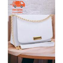 Bolsa Feminina Transversal Corrente Elegante Festa Casual Dia a Dia Alça Dourada Moda Blogueira