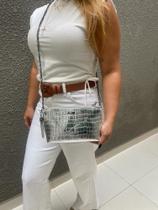 Bolsa Feminina Transversal Croco Festa Balada Alça Corrente Reforçada material sintético
