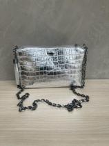 Bolsa Feminina Transversal Croco Festa Balada Alça Corrente Reforçada material sintético