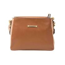 Bolsa Feminina Transversal Dayane Magalhães Marrom E Bege