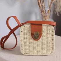 Bolsa feminina transversal estilo praia compacta e moderna bege claro Bolsa feminina transversal estilo praia compacta e moderna bege claro
