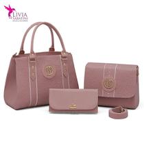 Bolsa Feminina Transversal Kit com 3 peças Bolsa mais Maleta Lançamento - Novo Modelo Livia Sabatini