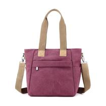 Bolsa Feminina Transversal Lona Ombro Mão Vários bolsos Resistente Leve Elegante Passeio Casual Sair