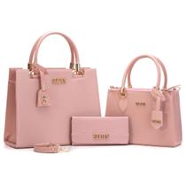 Bolsa Feminina Transversal Media Bolsa Grande Com Carteira Selten Rosa