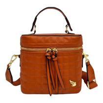 Bolsa Feminina Transversal Mini Bag Alça Mão Matelassê Removivel Ajustavel Zíper Duplo Dourada Moda Casual Trabalho Golden Fenix