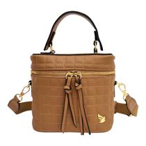 Bolsa Feminina Transversal Mini Bag Alça Mão Matelassê Removivel Ajustavel Zíper Duplo Dourada Moda Casual Trabalho Golden Fenix