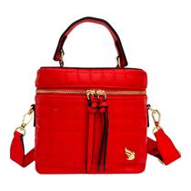 Bolsa Feminina Transversal Mini Bag Alça Mão Matelassê Removivel Ajustavel Zíper Duplo Dourada Moda Casual Trabalho Golden Fenix