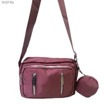 Bolsa Feminina Transversal / Ombro Nylon Superleve com Divisões e Necessaire 9107