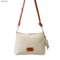 Bolsa Feminina Transversal Palha / Rafia com Pompom 1041