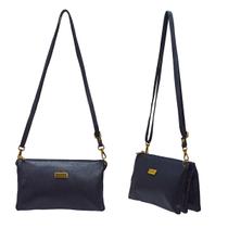 Bolsa Feminina Transversal Pequena Azul Marinho em Couro Alça Comprida Regulável 5 Divisões Internas Madamix Bolsa Feminina Transversal Pequena Azul Marinho em Couro Alça Comprida Regulável 5 Divisões Internas Madamix