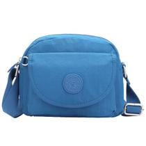 Bolsa Feminina Transversal Pequena Azul Nylon Amassadinho Nailon Tactel Estonado Vivatti