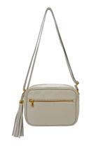 Bolsa Feminina Transversal Pequena Branca Gelo Alça com Ajuste em Couro Madamix