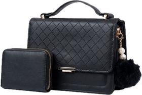 Bolsa Feminina Transversal Pequena Elegante Luxo Matelassê Carteira Preta