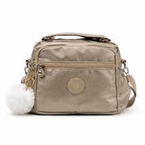 Bolsa Feminina Transversal Pequena Nylon Impermeável Casua Multi Compartimentos Zíper Alça Ajustável