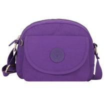 Bolsa Feminina Transversal Pequena Roxa Lilás Nylon Amassadinho Tactel Estonado Vivatti