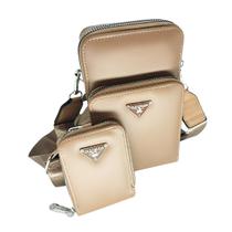 Bolsa feminina transversal porta celular com carteira luxo ziper metal prata