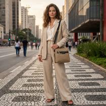 Bolsa Feminina Transversal Reforçada Pequena Zíper Expansivo Resistente Reforçada