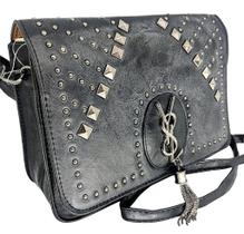 Bolsa feminina transversal tiracolo com pedrinhas espaçosa