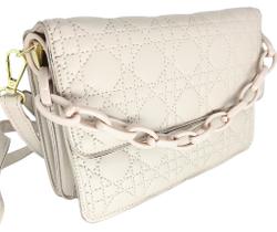 Bolsa feminina transversal tiracolo espaçosa corrente luxo
