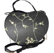 Bolsa feminina transversal tiracolo porta celular coração luxo preta Bolsa feminina transversal tiracolo porta celular coração luxo preta