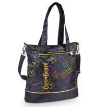 Bolsa Feminina Universitária Tote Preta Ursinhos Carinhosos Neon 5300 - JR MIX