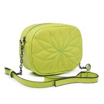 Bolsa feminina verde lima oval com corrente moda atual