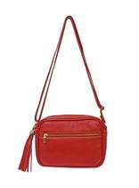 Bolsa Feminina Vermelha Transversal Pequena Alça com Ajuste em Couro Madamix