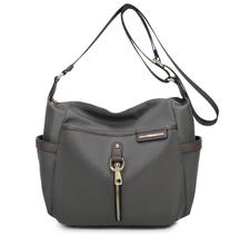Bolsa Feminina Veryrio Nylon Impermeável Praticidade, Espaço e Estilo para o Dia a Dia Cor: Cinza