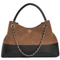 Bolsa Feminina Via Marte B1-332-01 Cor:Caramelo/Preto