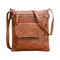 Bolsa Feminina Vintage de Material Sintético - Bolsa de Ombro com Aba Quadrada e Decoração de Metal