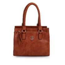 Bolsa Feminina WJ Tote Média Alças Trançadas Caramelo