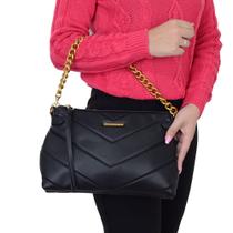 Bolsa Feminina WJ Transversal Grande Matelasse Preta - 45564 Bolsa Feminina WJ Transversal Grande Matelasse Preta - 45564