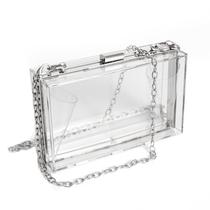 Bolsa feminina WJCD de acrílico transparente Box Clutch Crossbody Silver Bolsa feminina WJCD de acrílico transparente Box Clutch Crossbody Silver