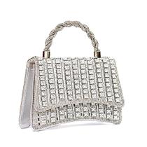 Bolsa Festa Clutch Alça De Mão e Transversal De Strass Prata