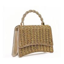 Bolsa Festa Clutch Alça De Mão e Transversal Strass Dourado