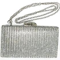 Bolsa Festa Clutch Carteira com Pedraria e Strass Prateado
