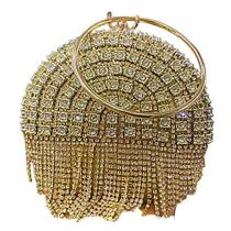 Bolsa Festa Clutch Circular Toda Em Strass Dourado Elegante