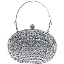 Bolsa Festa Clutch De Mão Com Strass Na Cor Prata