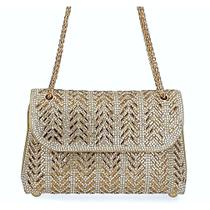 Bolsa Festa Clutch Dourada Com Alça e Strass Super Elegante