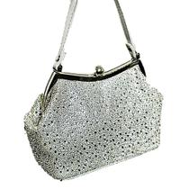 Bolsa Festa Clutch Estilo Saquinho Estilosa Com Strass Prata