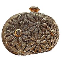 Bolsa Festa Clutch Feminina Com Detalhes De Flores Douradas