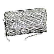 Bolsa Festa Clutch Glam Formato De Carteira Com Strass Prata