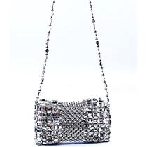 Bolsa Festa Clutch Pequena Prateada Toda Em Missangas