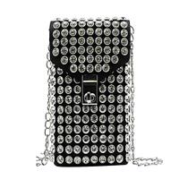 Bolsa Festa Clutch Porta Celular Preta Com Strass