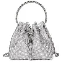 Bolsa Festa Clutch Saquinho Pequeno Com Strass Prata